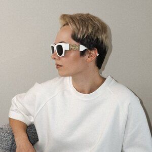 NEW Versace VE4479U 314/87 Medusa Biggie White Dark Grey Square Women Sunglasses